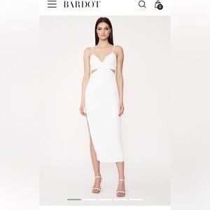 BARDOT Cut Out Slit Midi Dress Women's 4 Ivory Adjustable Strap Zip Closure